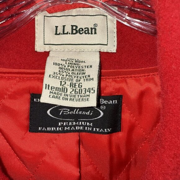 L.L. Bean Pea Coat Womens 12 R Red  100% Wool  Bellandi 260345 - Picture 2 of 8